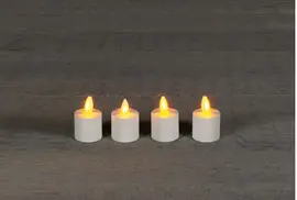 Anna's Collection LED theelicht oplaadbaar flame effect uitbreidingsset 5cm wit 4 stuks