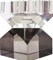 C'est bon kandelaar kristal  6x6x8.5cm clear, smoked grey - afbeelding 3