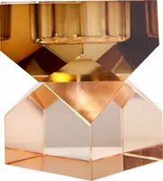C'est bon kandelaar kristal  6x6x8.5cm light brown, peach - afbeelding 2