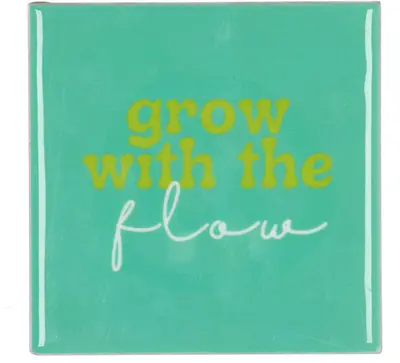 Daan Kromhout Design tegeltje keramiek grow with the flow 10x10cm green