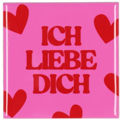 Daan Kromhout Design tegeltje keramiek ich liebe dich 10x10cm pink