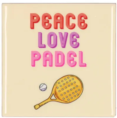 Daan Kromhout Design tegeltje keramiek peace love padel 10x10cm beige