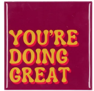 Daan Kromhout Design tegeltje keramiek you're doing great 10x10cm purple