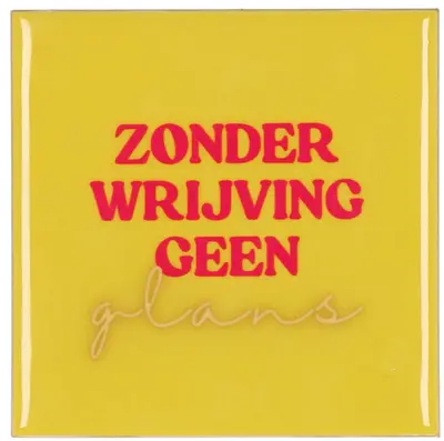 Daan Kromhout Design tegeltje keramiek zonder wrijving geen glans 10x10cm yellow