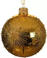 Decoris glazen kerstbal dubbele ster 8cm licht goud kopen?