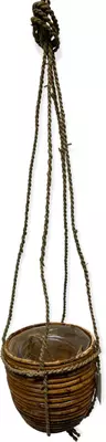 Hangpot rotan stripe bronze 15x14cm