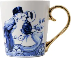 Heinen Delfts Blauw mok keramiek kissing couple 8.5x9.5cm delfts blauw  kopen?