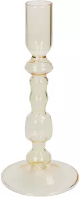 Kaarsenstandaard glas geel 9x9x19,5cm