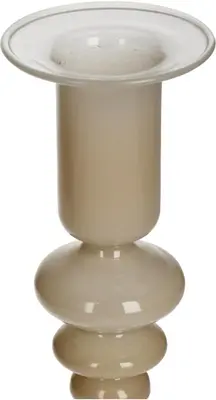 Kersten kandelaar glas rond 9x22.5cm beige - afbeelding 3