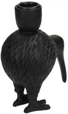 Kersten kandelaar polyresin vogel kiwi 12.5x7x14.5cm zwart - afbeelding 2