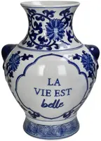 Kersten vaas porselein la vie est belle 21.5x31cm blauw kopen?