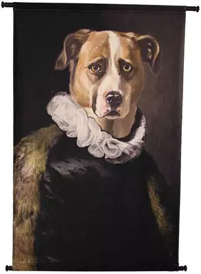 Kersten wanddoek velours hond 83x110cm zwart - afbeelding 1