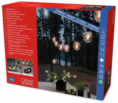 Konstsmide Party retro 10 m start 10 LED extra warm wit buitenverlichting, zwart - afbeelding 6