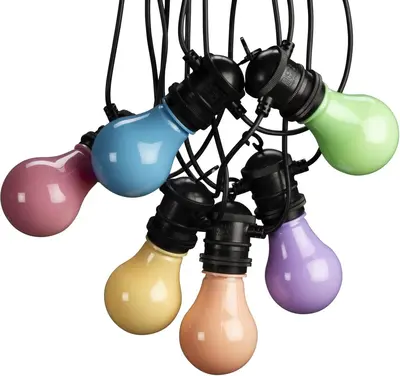 Konstsmide Snoer 10 lampen vervangbare peertjes 5 meter pastel wit - afbeelding 1