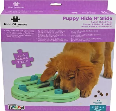 Nina Ottosson puppyspel puppy hide n' slide groen - afbeelding 1