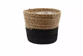 Plantenmand zeegras naturel/zwart Ø25x22 cm kopen?