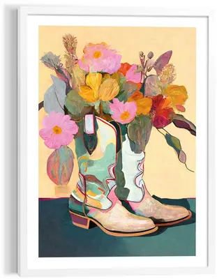 Reinders schilderij hout flower boots 50x70cm colourful - afbeelding 1