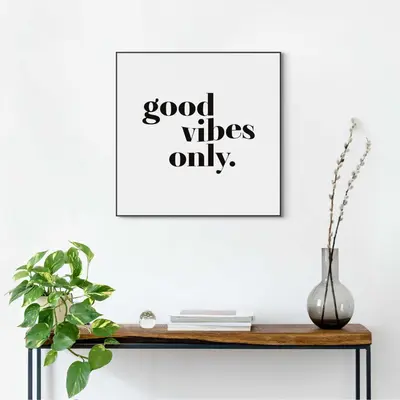 Reinders schilderij hout good vibes only 50x50cm black & white - afbeelding 2