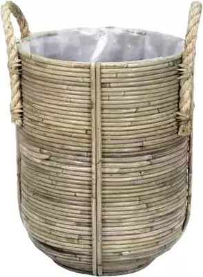 Rotan grote plantenmand grijs 35x40cm