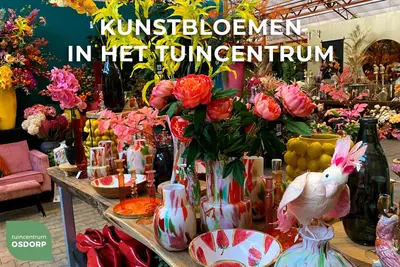 Silk-ka kunsttak tulp 71cm rood, geel - afbeelding 2