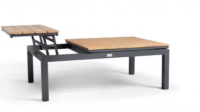 Tierra Outdoor lounge tuintafel flip-up teak 120x80x43cm charcoal - afbeelding 1