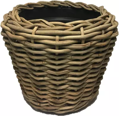 Van der Leeden Rotan Drypot grote plantenmand grijs 83h61cm - afbeelding 1