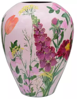 Vase The World vaas glas kander summer flower 33.5x43cm pink