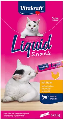 Vitakraft Cat-Liquid snack kip & taurine, 6 stuks. 