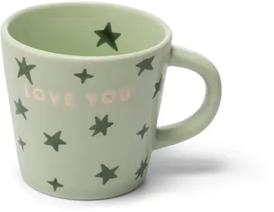 Vondels espressokop keramiek love you stars 5.5x7.5cm light green  - afbeelding 1