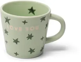 Vondels espressokop keramiek love you stars 5.5x7.5cm light green  - afbeelding 1