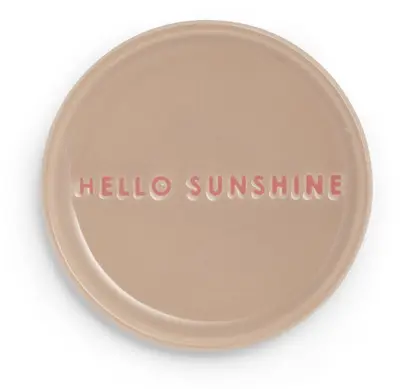 Vondels petit four bordje keramiek hello sunshine 8.5x1cm beige  - afbeelding 2