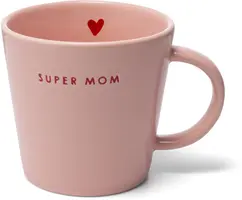 Vondels theekop keramiek super mom 10x11cm pink  - afbeelding 1