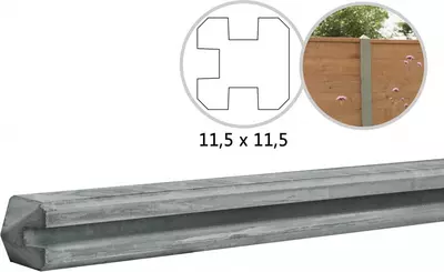 Woodvision betowood t-paal beton grijs met diamantkop 11,5x11,5x278 cm - afbeelding 1
