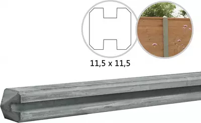 Woodvision betowood tussenpaal beton grijs met diamantkop 11,5x11,5x278 cm - afbeelding 1