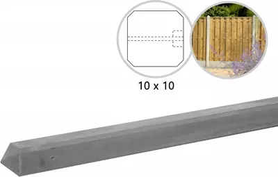 Woodvision eindpaal beton glad met diamantkop 10x10x280 cm grijs ongecoat
