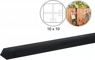 Woodvision hoekpaal beton met diamantkop 10x10x280 cm antraciet gecoat - afbeelding 1
